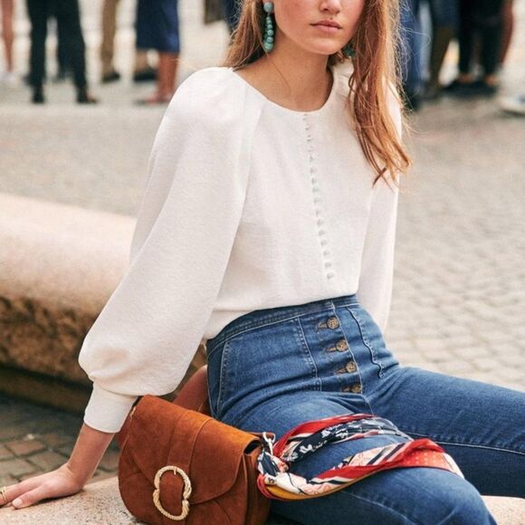 Sezane Tops - Sezane Amy Blouse in Ecru Ivory Size 36 FR 4 US